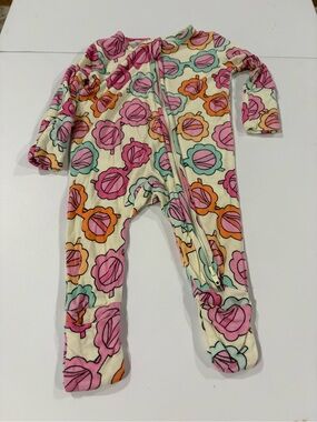 Toddler Floral Footed One-Piece Zipper Pajamas - Cream, Pink & Mint